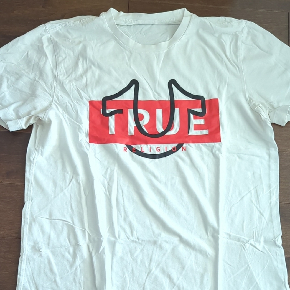 True Religion White T-Shirt with Red and Black Logo